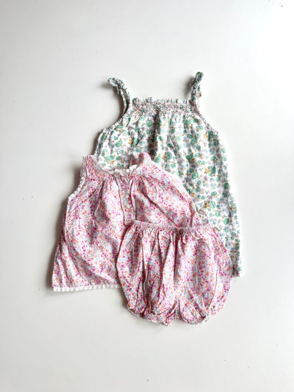 Lot of 3 Baby Girl Cotton Clothes - BODEN Dress ZARA Top Bloomer Set, Size 6-12M